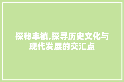 探秘丰镇,探寻历史文化与现代发展的交汇点