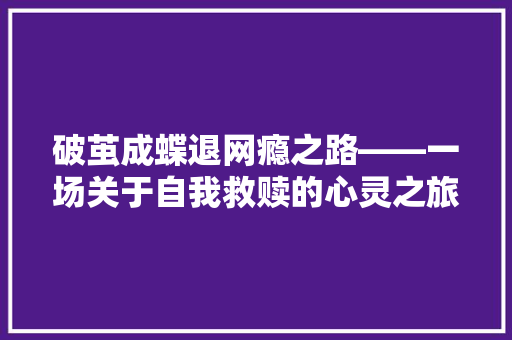 破茧成蝶退网瘾之路——一场关于自我救赎的心灵之旅
