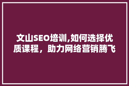 文山SEO培训,如何选择优质课程，助力网络营销腾飞