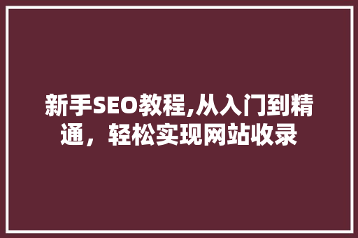 新手SEO教程,从入门到精通，轻松实现网站收录