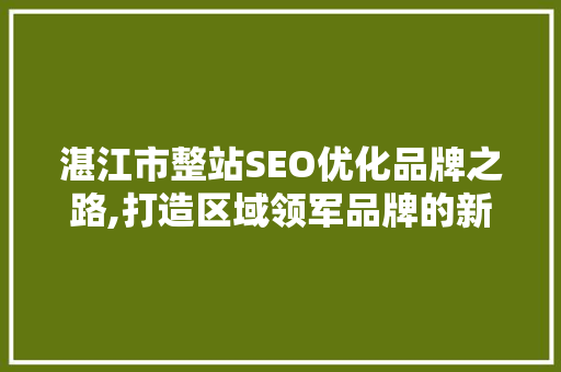 湛江市整站SEO优化品牌之路,打造区域领军品牌的新引擎