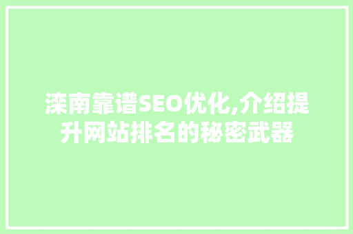 滦南靠谱SEO优化,介绍提升网站排名的秘密武器