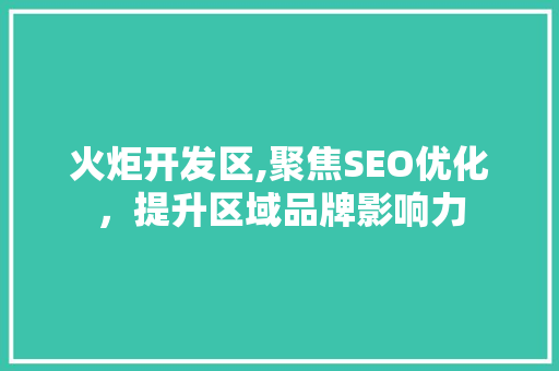 火炬开发区,聚焦SEO优化，提升区域品牌影响力