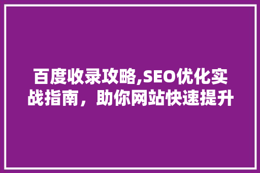 百度收录攻略,SEO优化实战指南，助你网站快速提升排名