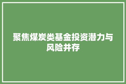 聚焦煤炭类基金投资潜力与风险并存