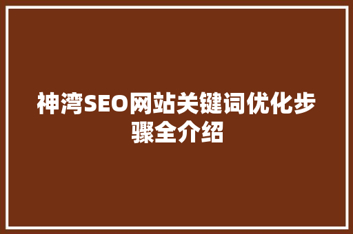 神湾SEO网站关键词优化步骤全介绍