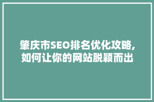 肇庆市SEO排名优化攻略,如何让你的网站脱颖而出