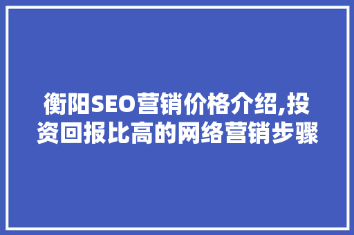 衡阳SEO营销价格介绍,投资回报比高的网络营销步骤