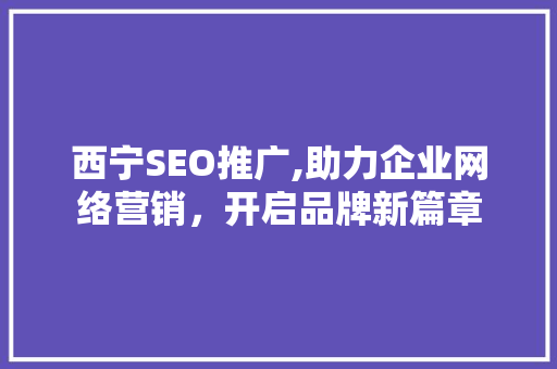 西宁SEO推广,助力企业网络营销，开启品牌新篇章