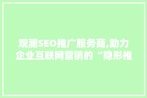 观澜SEO推广服务商,助力企业互联网营销的“隐形推手”