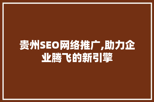 贵州SEO网络推广,助力企业腾飞的新引擎
