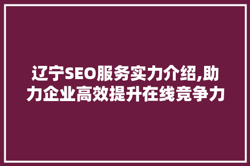 辽宁SEO服务实力介绍,助力企业高效提升在线竞争力