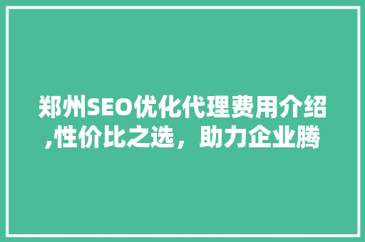 郑州SEO优化代理费用介绍,性价比之选，助力企业腾飞