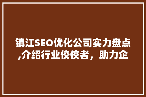 镇江SEO优化公司实力盘点,介绍行业佼佼者，助力企业腾飞