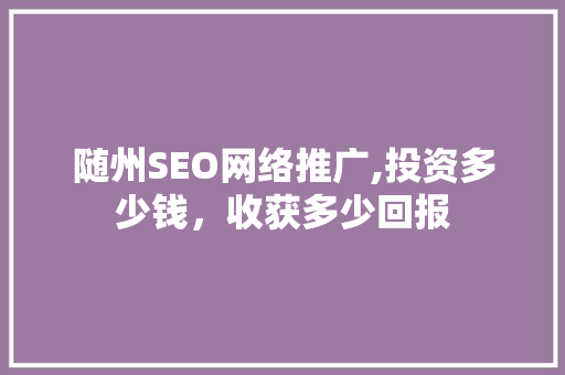 随州SEO网络推广,投资多少钱，收获多少回报