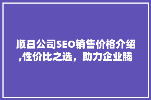 顺昌公司SEO销售价格介绍,性价比之选，助力企业腾飞