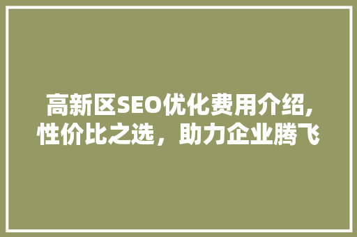 高新区SEO优化费用介绍,性价比之选，助力企业腾飞