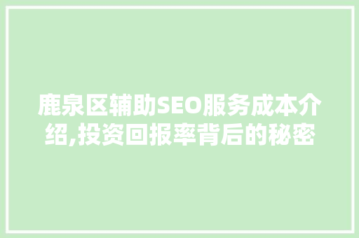 鹿泉区辅助SEO服务成本介绍,投资回报率背后的秘密