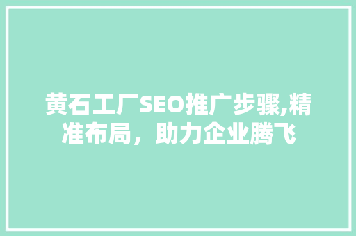黄石工厂SEO推广步骤,精准布局，助力企业腾飞