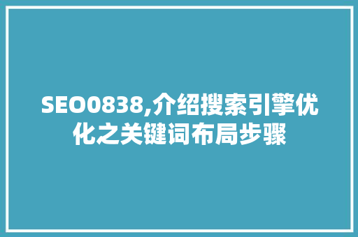 SEO0838,介绍搜索引擎优化之关键词布局步骤