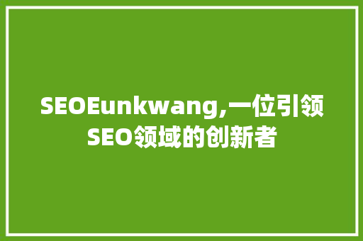 SEOEunkwang,一位引领SEO领域的创新者