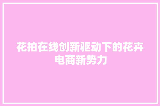 花拍在线创新驱动下的花卉电商新势力