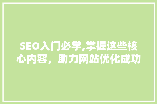 SEO入门必学,掌握这些核心内容，助力网站优化成功