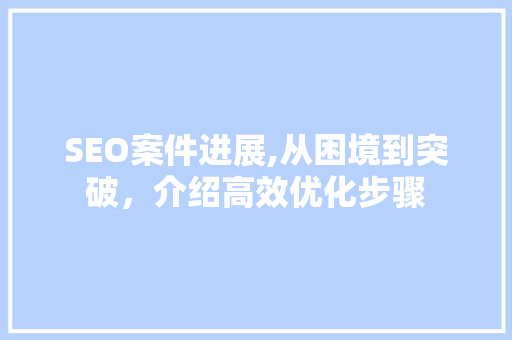 SEO案件进展,从困境到突破，介绍高效优化步骤