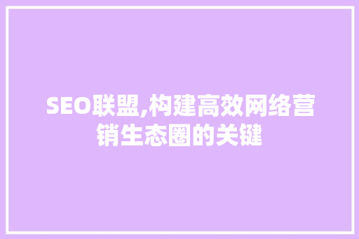 SEO联盟,构建高效网络营销生态圈的关键