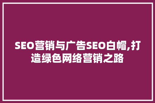 SEO营销与广告SEO白帽,打造绿色网络营销之路