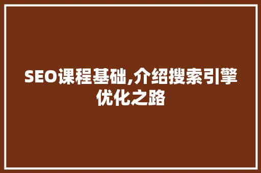 SEO课程基础,介绍搜索引擎优化之路