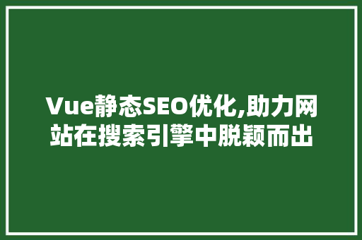 Vue静态SEO优化,助力网站在搜索引擎中脱颖而出
