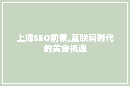 上海SEO前景,互联网时代的黄金机遇