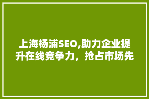 上海杨浦SEO,助力企业提升在线竞争力，抢占市场先机
