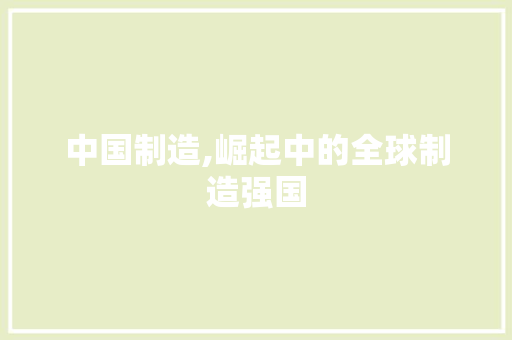 中国制造,崛起中的全球制造强国