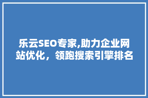乐云SEO专家,助力企业网站优化，领跑搜索引擎排名