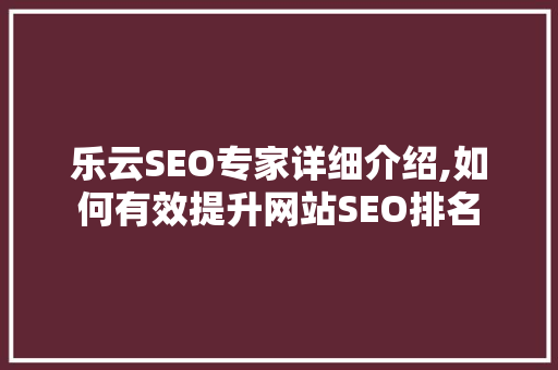 乐云SEO专家详细介绍,如何有效提升网站SEO排名