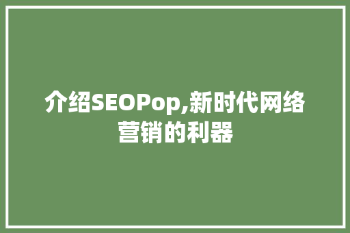 介绍SEOPop,新时代网络营销的利器