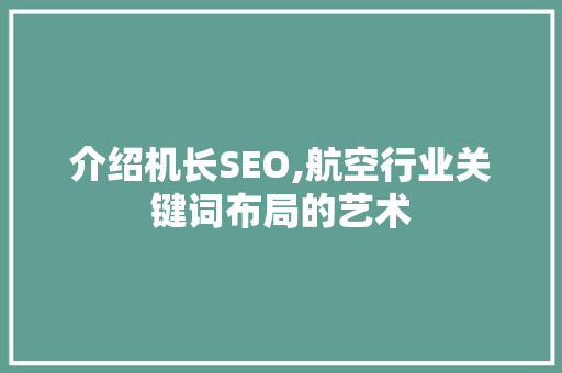 介绍机长SEO,航空行业关键词布局的艺术
