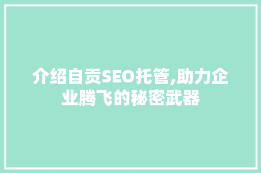 介绍自贡SEO托管,助力企业腾飞的秘密武器