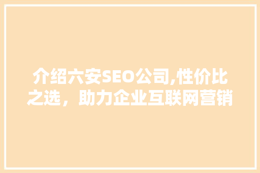 介绍六安SEO公司,性价比之选，助力企业互联网营销
