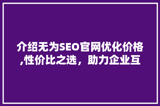 介绍无为SEO官网优化价格,性价比之选，助力企业互联网营销