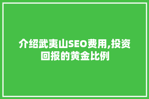 介绍武夷山SEO费用,投资回报的黄金比例
