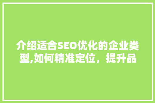 介绍适合SEO优化的企业类型,如何精准定位，提升品牌影响力