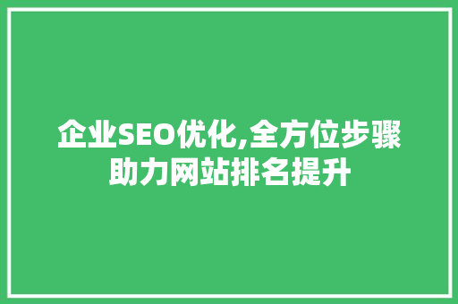 企业SEO优化,全方位步骤助力网站排名提升