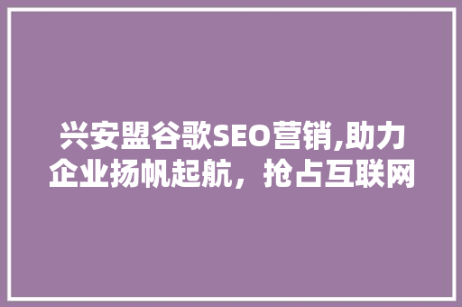 兴安盟谷歌SEO营销,助力企业扬帆起航，抢占互联网市场制高点