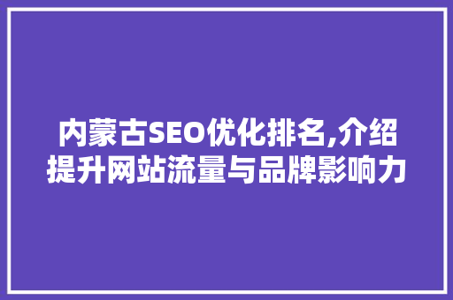 内蒙古SEO优化排名,介绍提升网站流量与品牌影响力的方法  第1张