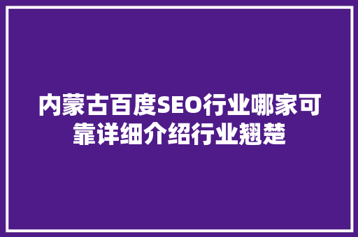 内蒙古百度SEO行业哪家可靠详细介绍行业翘楚