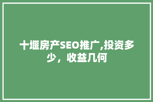 十堰房产SEO推广,投资多少，收益几何