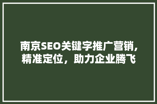 南京SEO关键字推广营销,精准定位，助力企业腾飞
